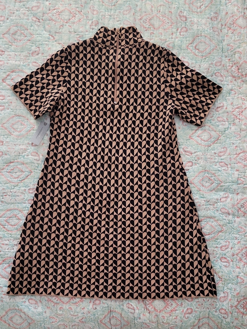 Anthropologie The Nina Short-Sleeve Mock-Neck Mini Dress Size Medium Petite NEW - Picture 6 of 10